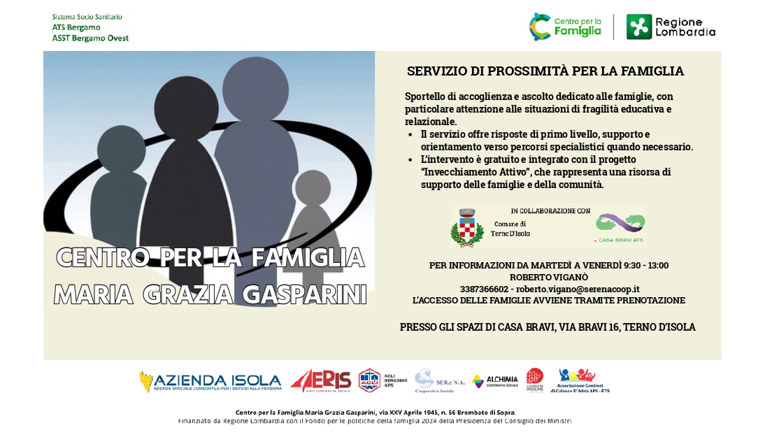 SERVIZIO DI PROSSIMITÀ PER LA FAMIGLIA - CENTRO PER LA FAMIGLIA MARIA GRAZIA GASPARINI