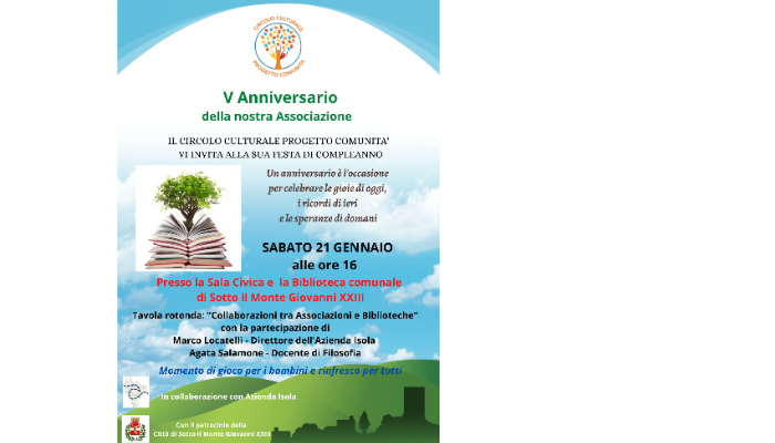Anniversario Circolo Culturale Progetto Comunità A.P.S. di Sotto il Monte Giovanni XXIII