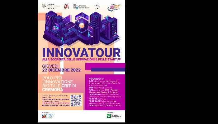Innovatour organizzato all'interno del progetto di Ambito #Workhub e rivolto ai giovani dai 18 ai 34 anni dell'Isola Bergamasca e Bassa Val San Martino.