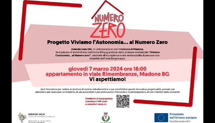 Inaugurazione appartamento Madone giovedì 7 marzo 2024 alle ore 16.00 in Viale Rimembranze